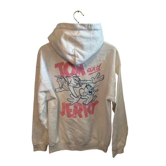 Tom & Jerry White Hoodie Women's Men's Unisex Size Medium Cartoon Sweatshirt - Picture 2 of 5